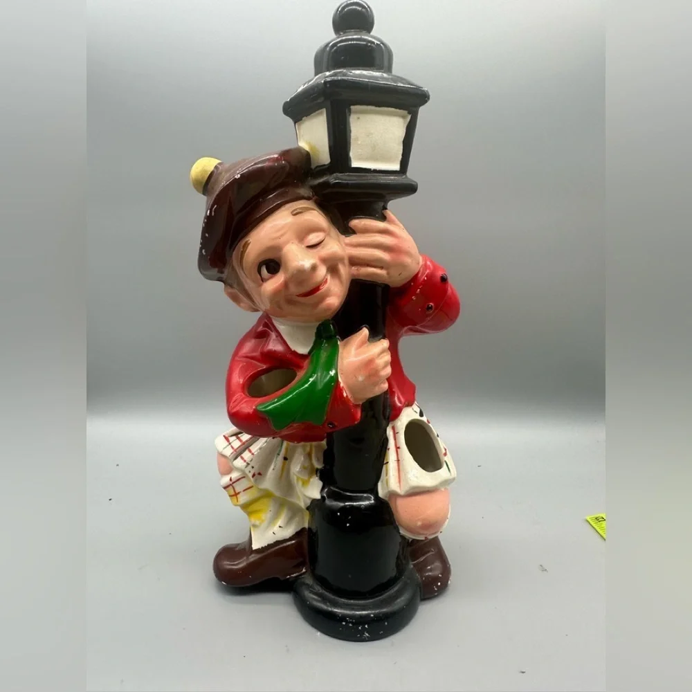 Vintage Charming Red and Green Ceramic Figurine Utensil holder